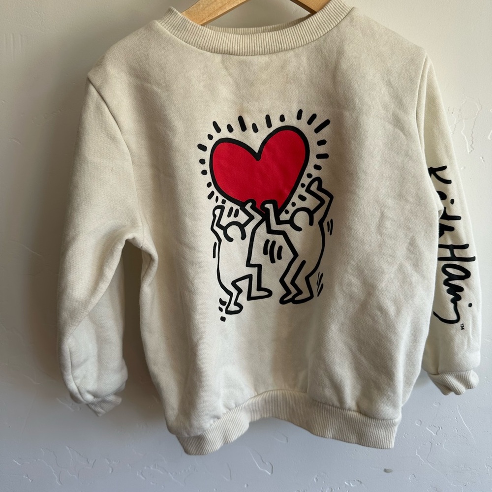 5T H&M Keith Haring Crewneck Pullover Toddler Sweater Fun Rare Print Long Sleeve